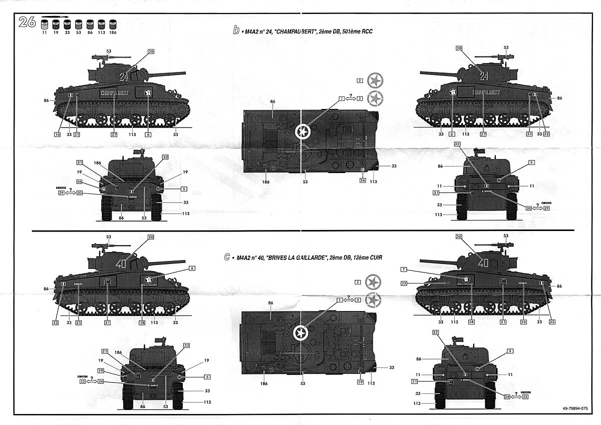 Sherman M4A2 Division Leclerc ref 79894 Plansherman4